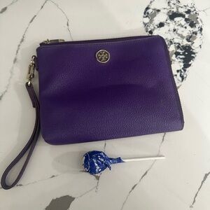 Purple Leather Wristlet